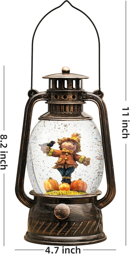 Fall Decor Scarecrow Snow Globe, Light up Globe Harvest