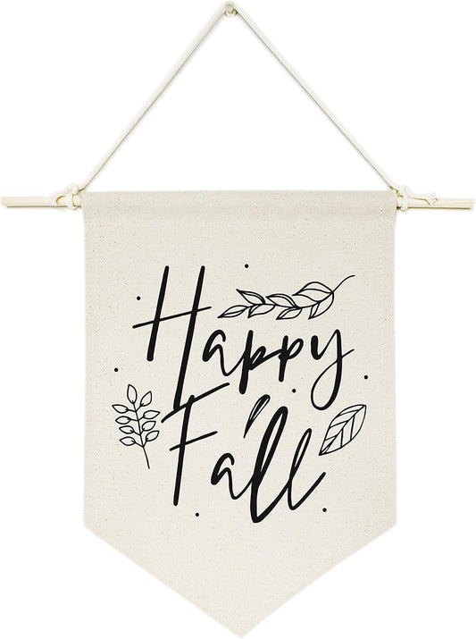 Happy Fall! Hanging Wall Canvas Banner, Thanksgiving, Autumn and Fall Decor