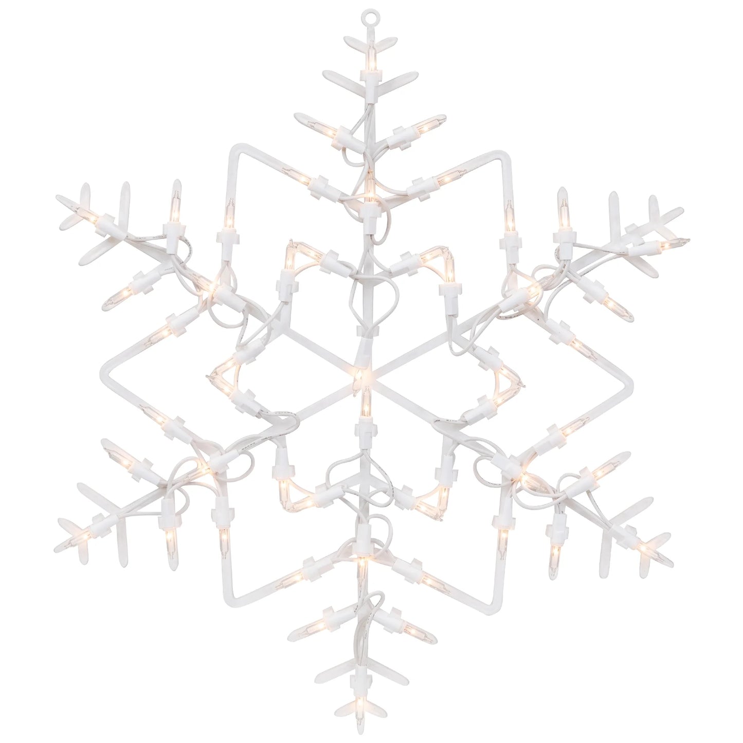 16" White Lighted Snowflake Christmas Window Silhouette