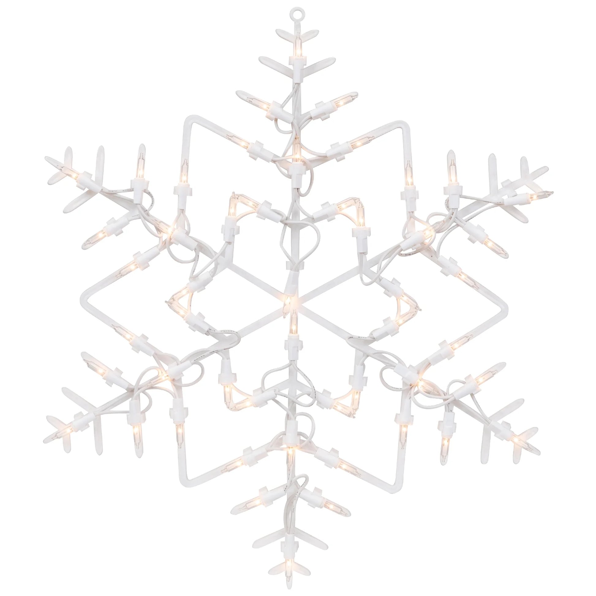 16" White Lighted Snowflake Christmas Window Silhouette