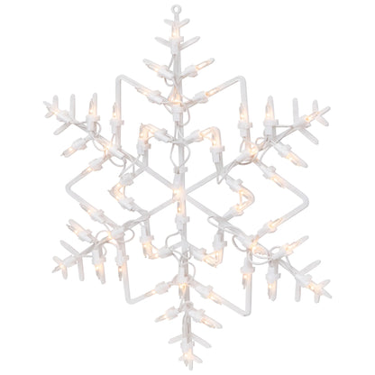 16" White Lighted Snowflake Christmas Window Silhouette