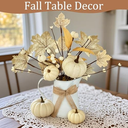 [Light & Timer] Fall Decor Table Centerpiece Potted White Maple Arrangement In