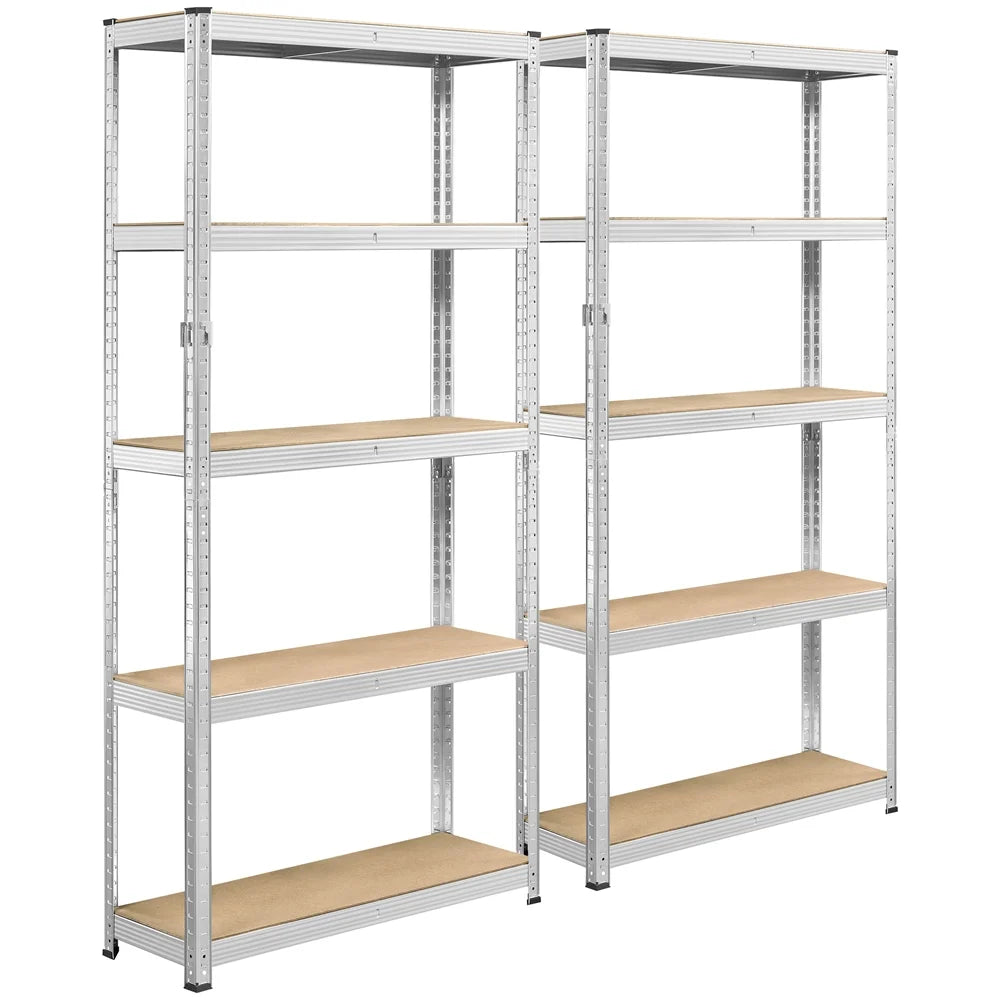 2PCS 5 Tiers Adjustable Storage Shelf Units for Garage, Silver