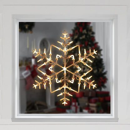 16" White Lighted Snowflake Christmas Window Silhouette