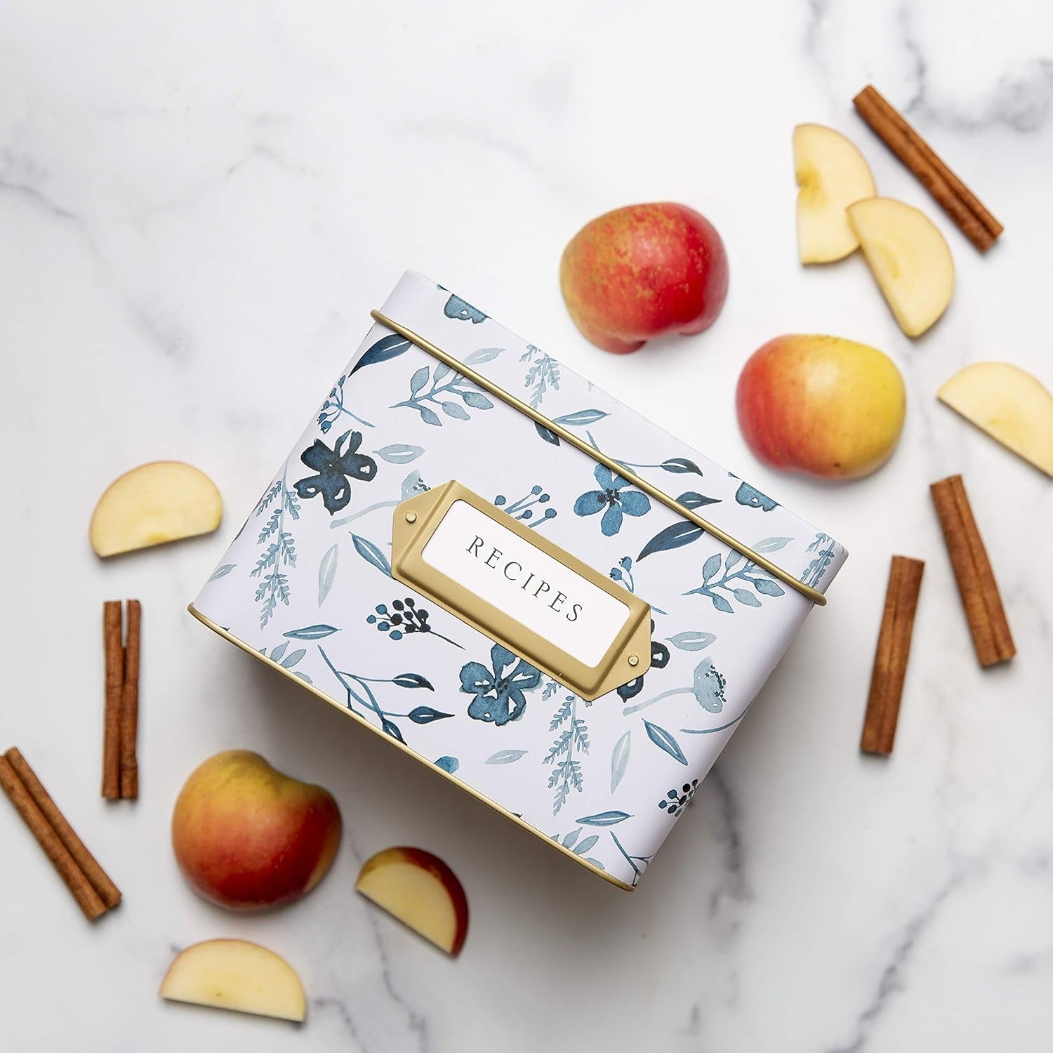 Decorative Recipe Tin Box for Recipe Cards, Greeting Card Holder | Holds Hundreds of 4” X 6” Cards