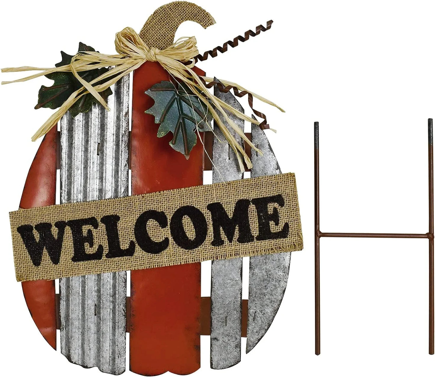 Rustic Pumpkin Garden Stake Metal Welcome Sign Fall Decor, Decorative Yard Décor Outdoor for Autumn Harvest Thanksgiving Halloween Decoration Home (Rustic Pumpkin)