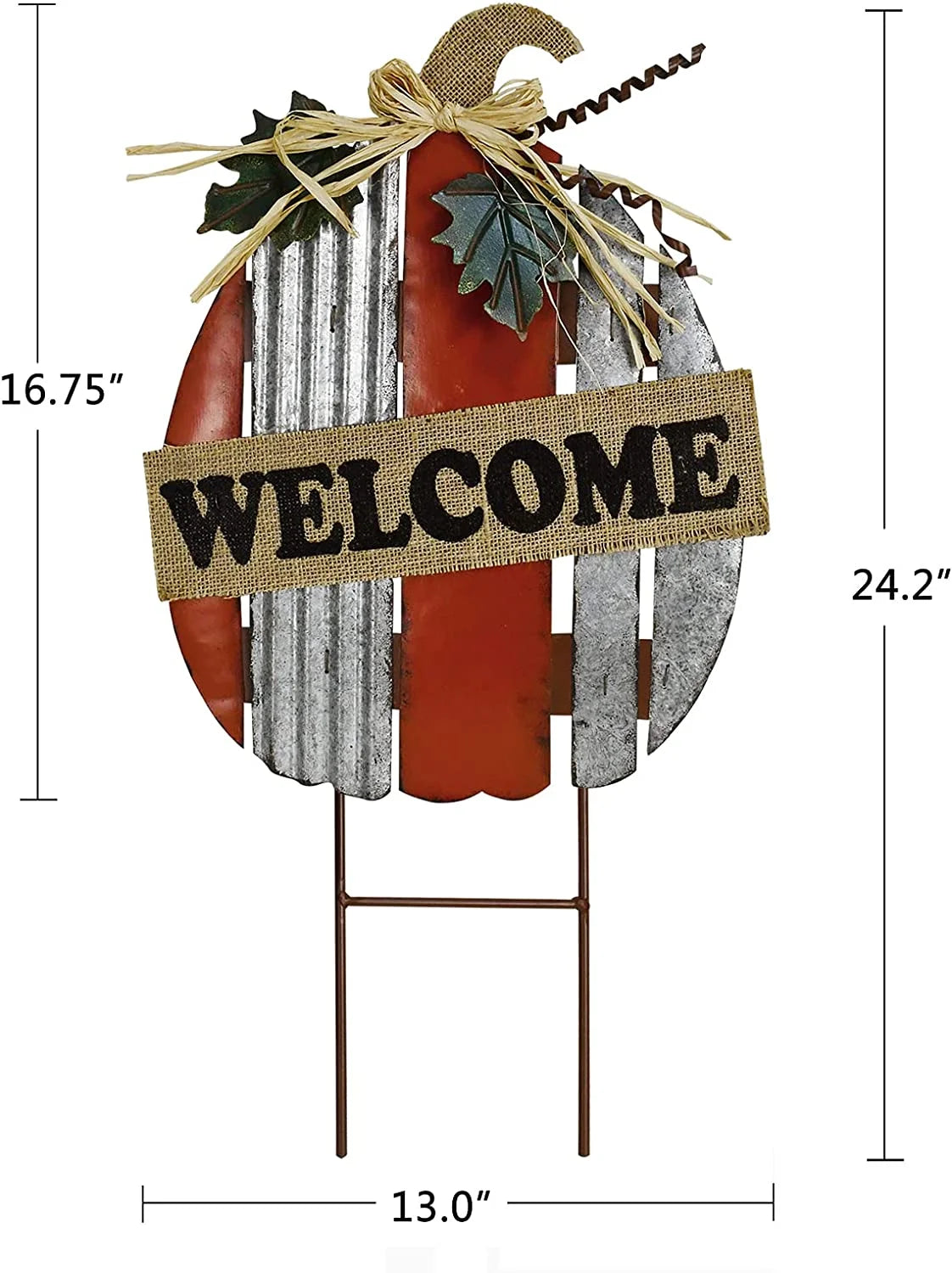 Rustic Pumpkin Garden Stake Metal Welcome Sign Fall Decor, Decorative Yard Décor Outdoor for Autumn Harvest Thanksgiving Halloween Decoration Home (Rustic Pumpkin)