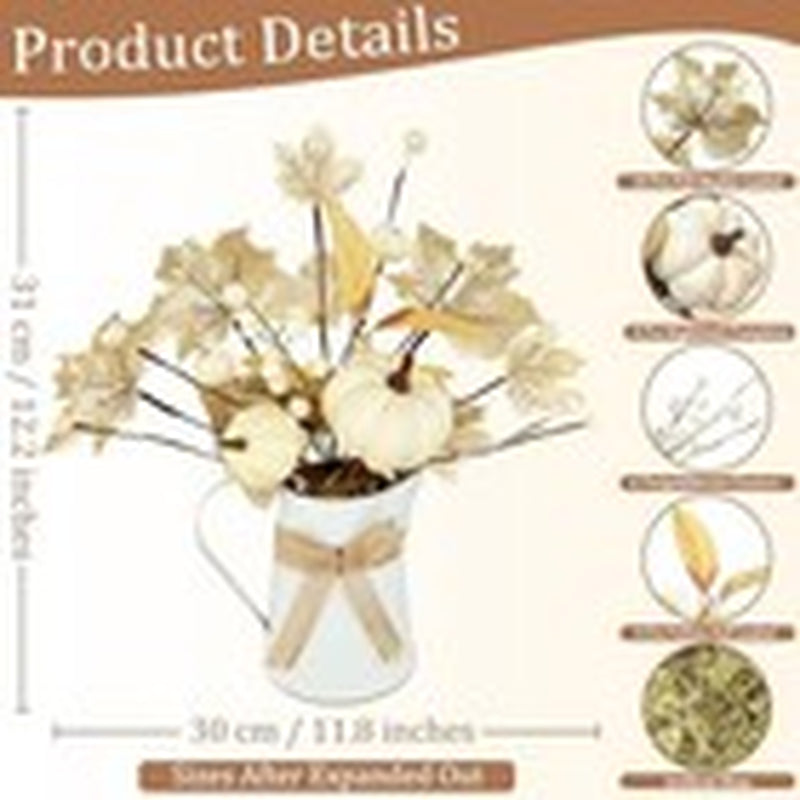 [Light & Timer] Fall Decor Table Centerpiece Potted White Maple Arrangement In