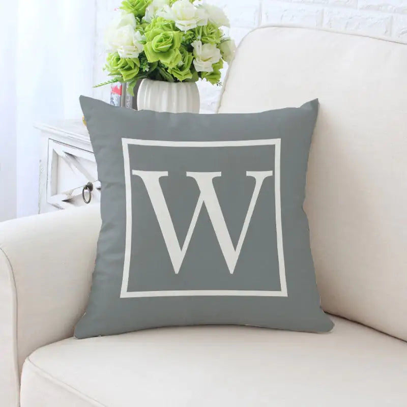 Single-Sided Printed Pillowcase with English Alphabet