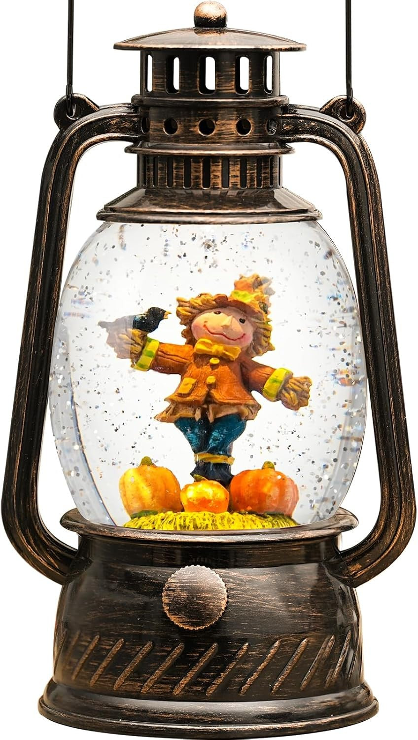 Fall Decor Scarecrow Snow Globe, Light up Globe Harvest