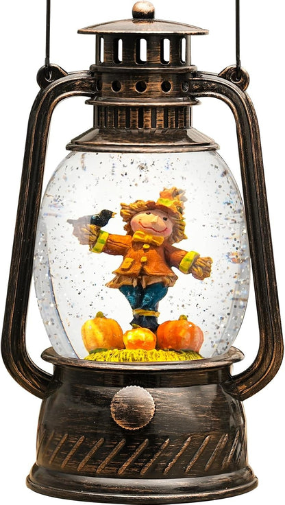 Fall Decor Scarecrow Snow Globe, Light up Globe Harvest