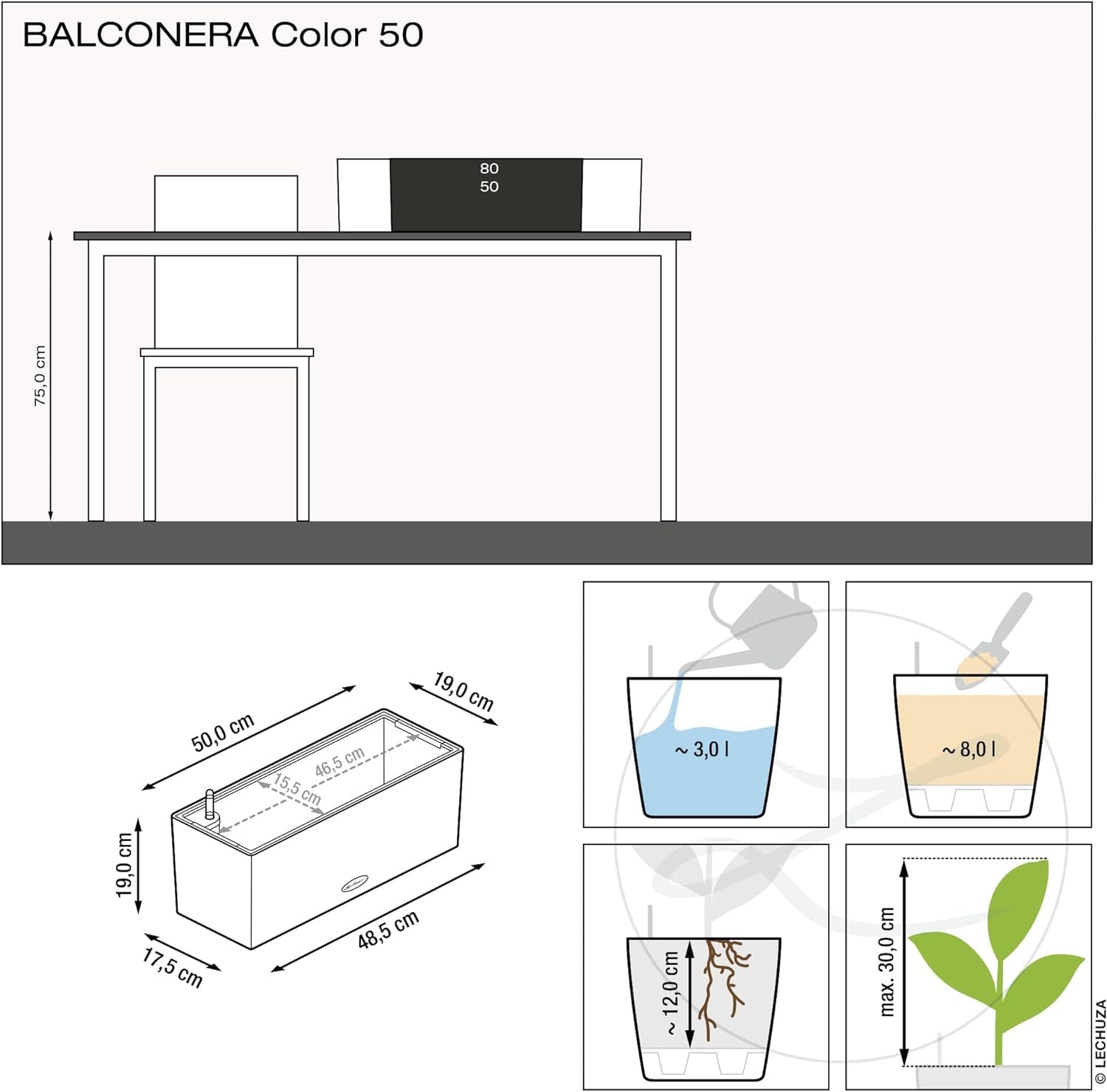 Balconera Color 50 All-In-One (Matte Smooth) Planter, Nutmeg