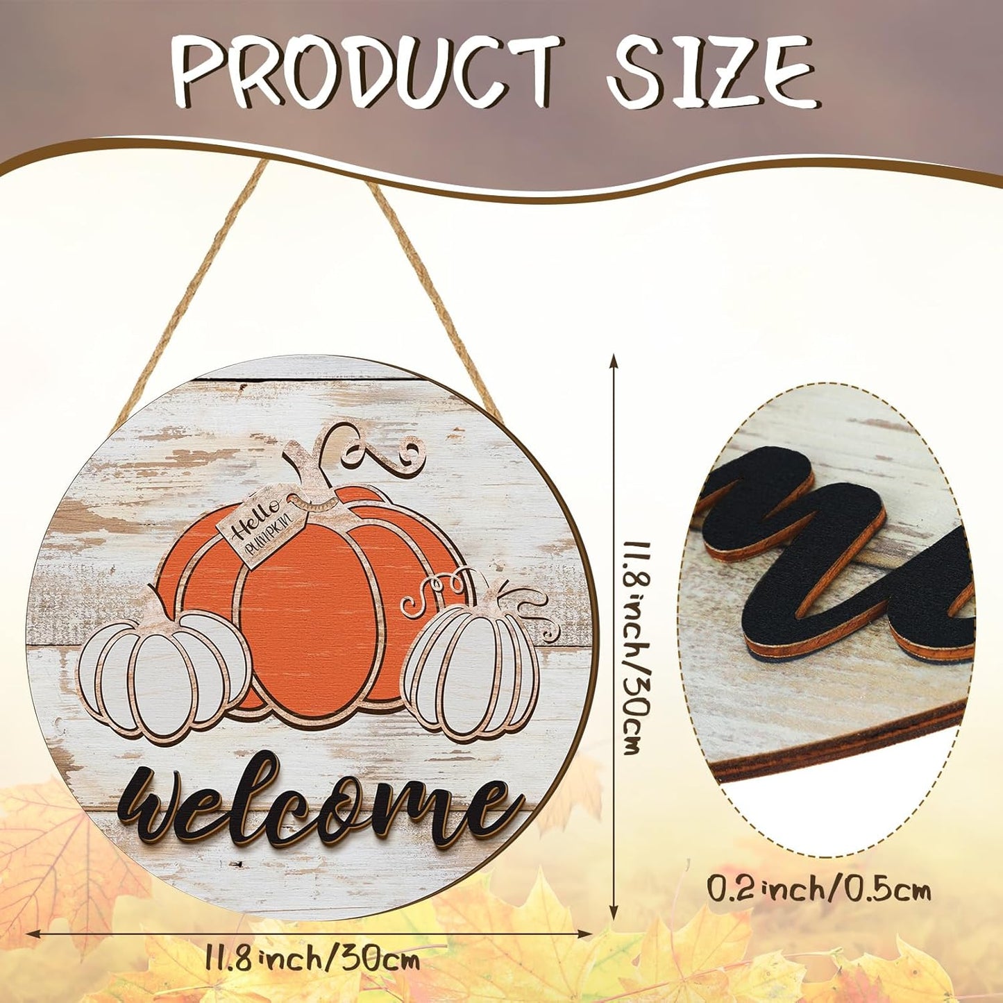 Autumn Welcome Sign - Rustic Pumpkin Door Hanger for Fall Decor