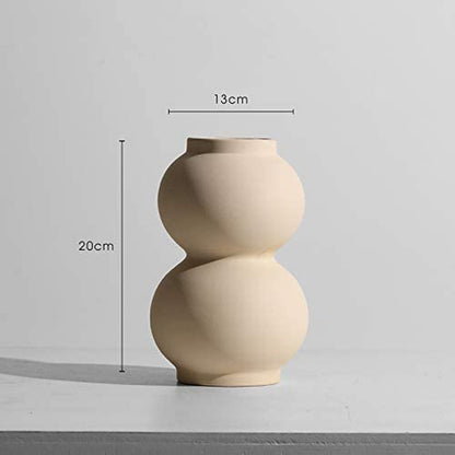 Contemporary Ceramic Vase-Modern Minimalistic Style-Decorative Vase for Home Decor (Stacked Sand)