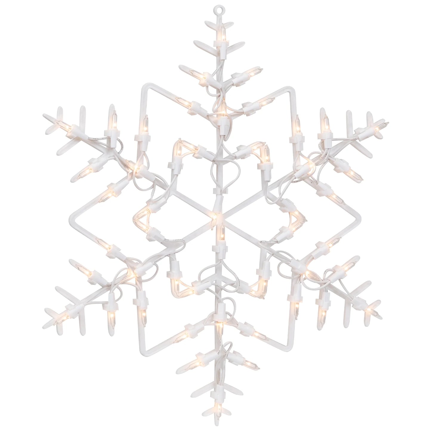 16" White Lighted Snowflake Christmas Window Silhouette