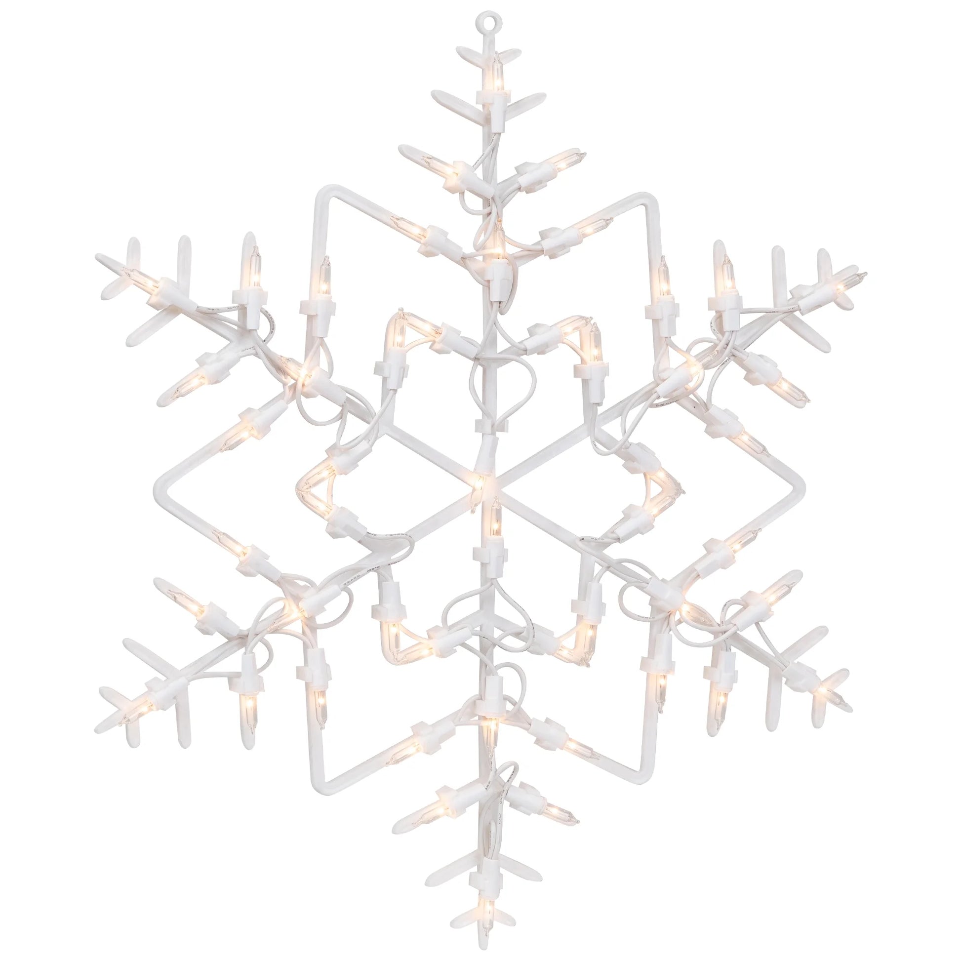 16" White Lighted Snowflake Christmas Window Silhouette
