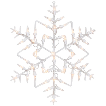 16" White Lighted Snowflake Christmas Window Silhouette
