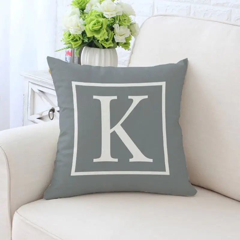 Single-Sided Printed Pillowcase with English Alphabet