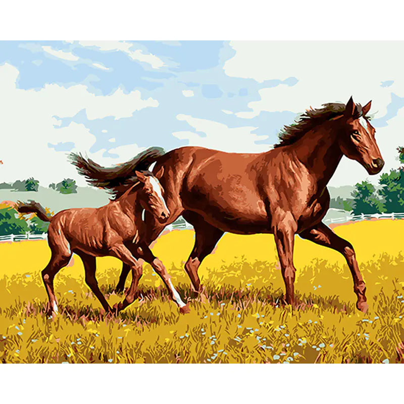 "Little and Big Horse Oil Painting Decorative Art"