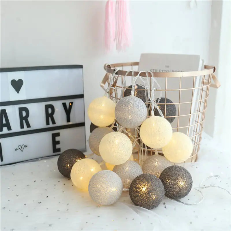 Cotton Thread Ball LED Starry Lantern String Light